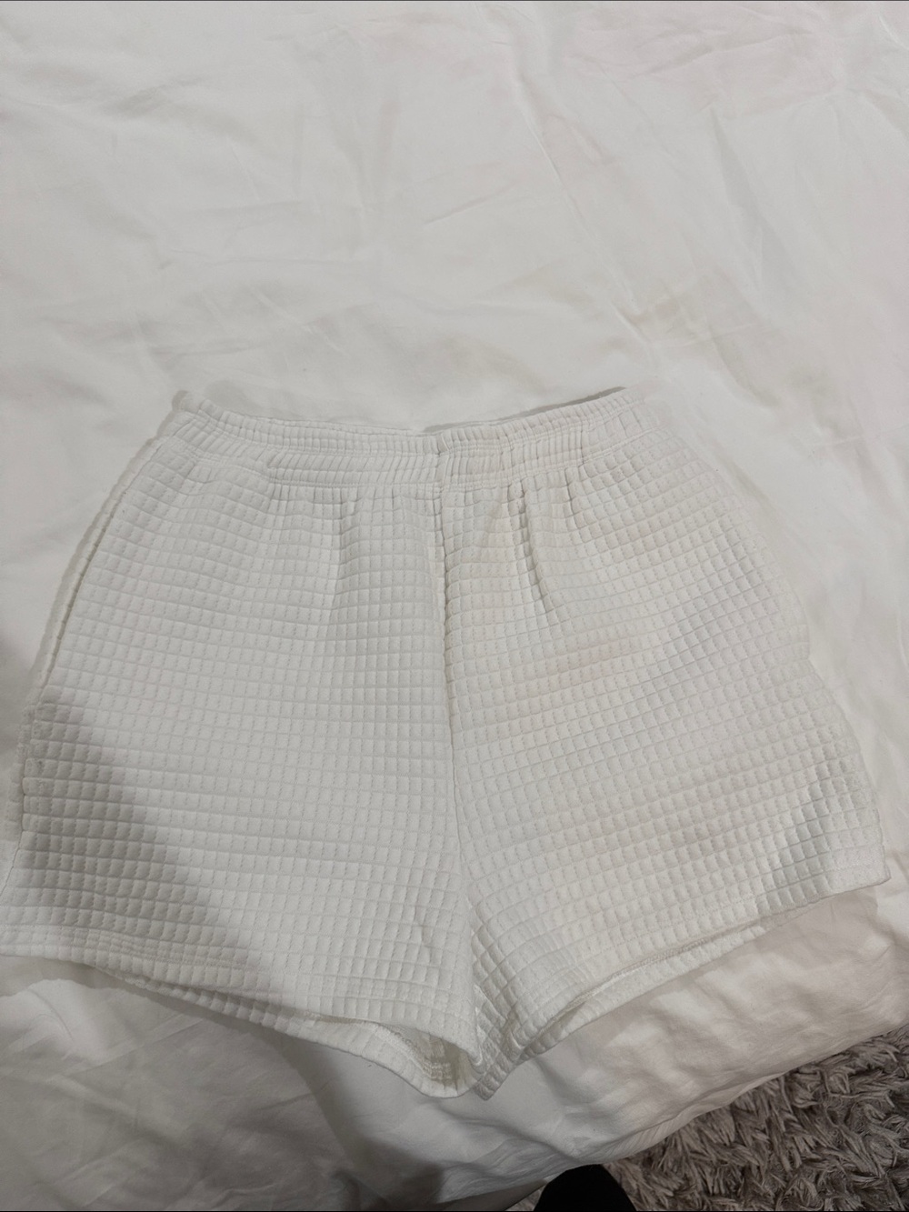 Princess Polly White Quilted Athletic Shorts